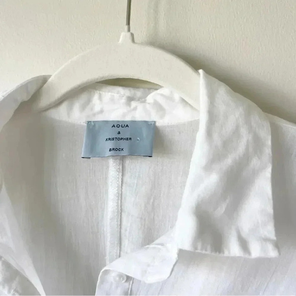 AQUA & Kristopher Brock Floral Embroidered Eyelet Mini Shirt Dress 100% Cotton S - Picture 8 of 14